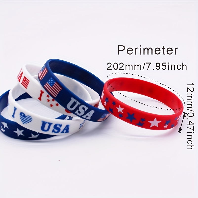 5pcs American Flag Silicone Wristbands Set, Multi-Color